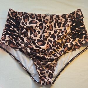 Leopard Print High-Waisted Bikini Bottoms